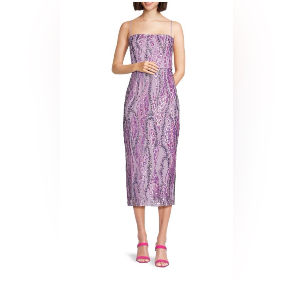 Bcbgmaxazria Sequin Bodycon Midaxi Dress Lilac Nwt